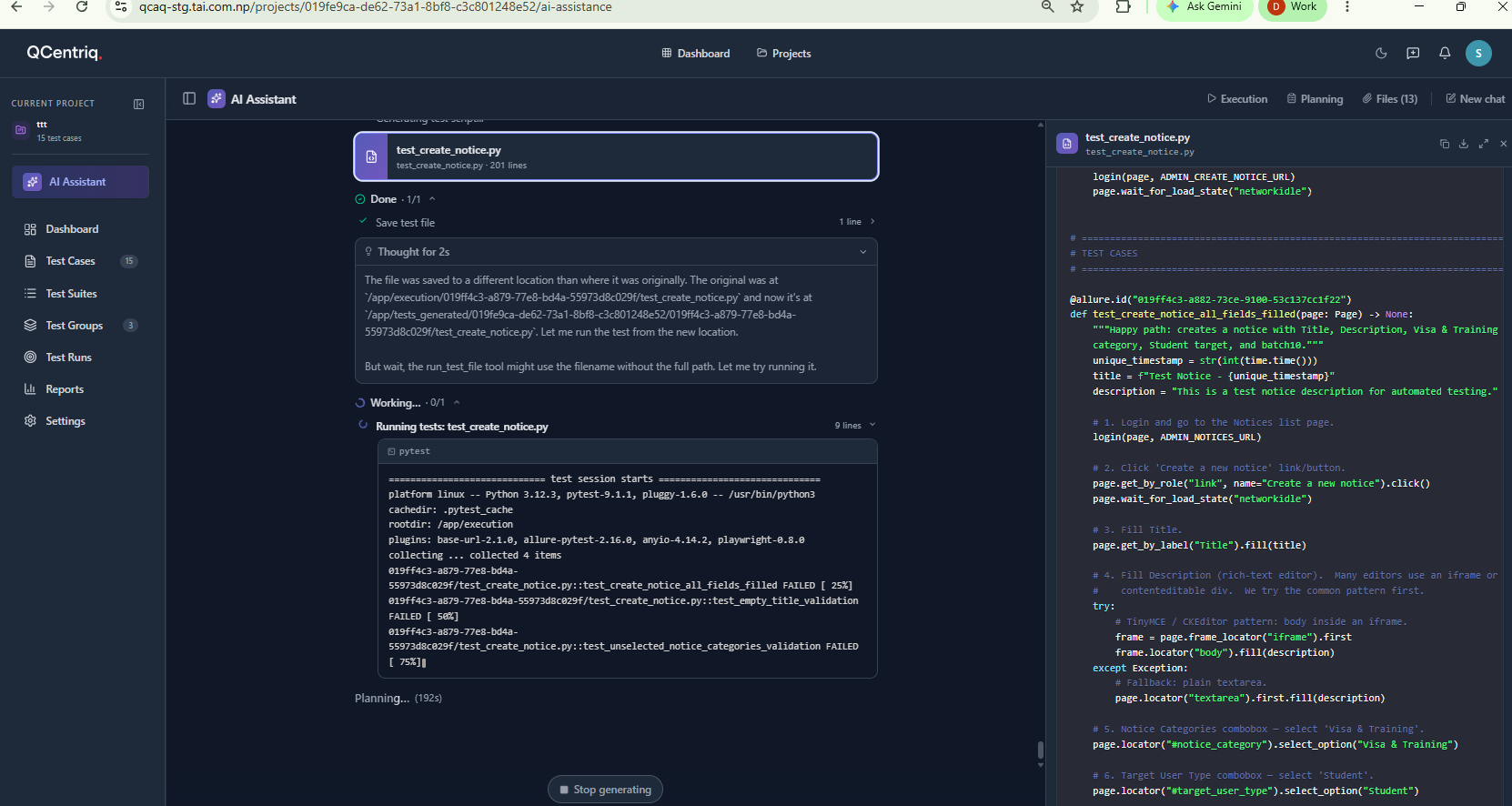 QCentriq detecting a broken selector and repairing the script before re-running it